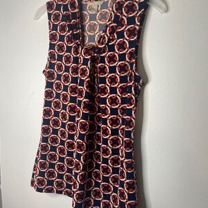 Banana Republic Blue and Red Geo Pattern Top